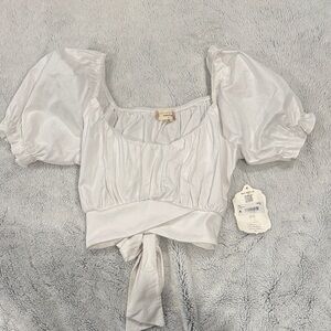 Altar'd State White Puff Sleeve Blouse
